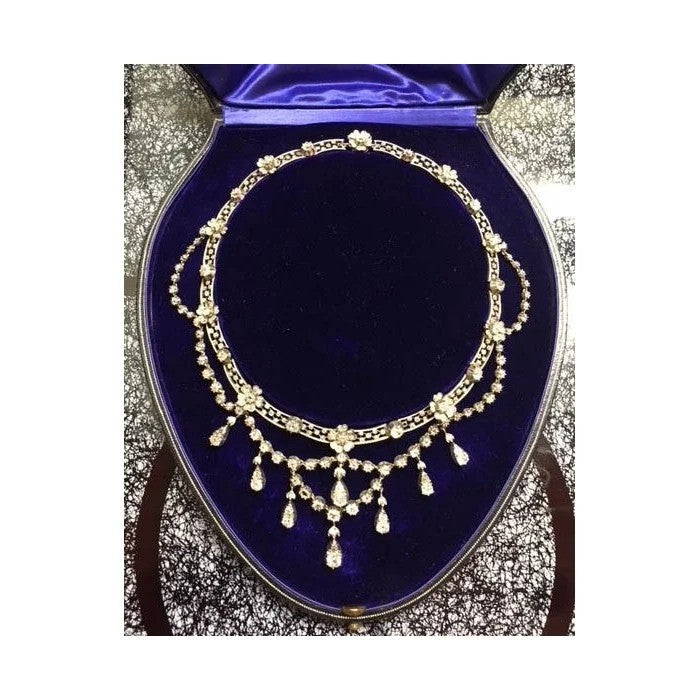Antique German Belle Epoque 20cts Diamond Necklace By Royal Court Jewellers H Buckmann, Circa 1905