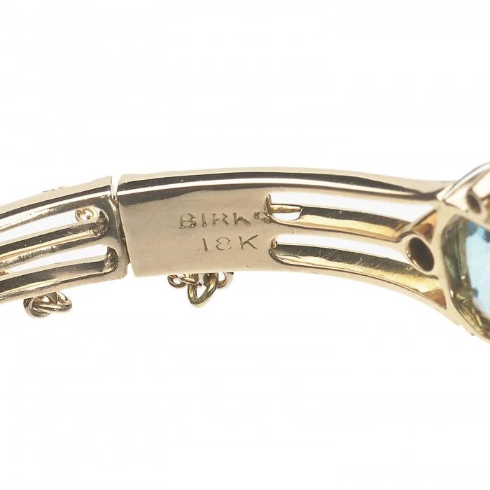Antique Edwardian Aquamarine Pearl and Diamond Bangle