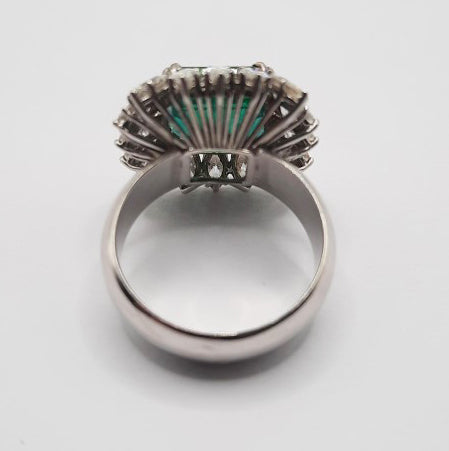 4.44ct Zambian Emerald and 2ct Marquise Diamond Dress Ring