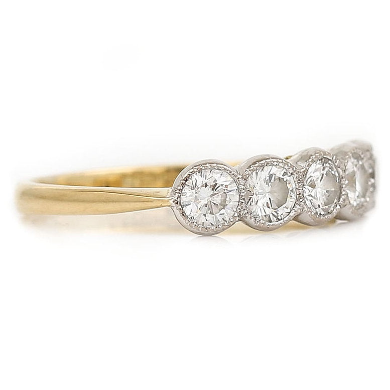 Vintage Diamond Five Stone Ring, 0.75 carat total