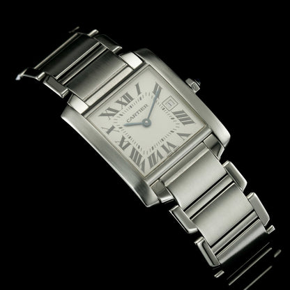 Cartier Tank Francaise Mid Size Stainless Steel W51011Q3 Quartz Watch