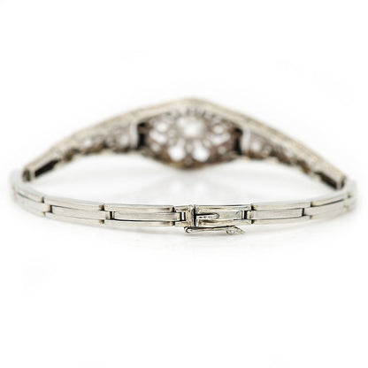 Art Deco 2ct Old Mine Cut Diamond and Onyx Bracelet