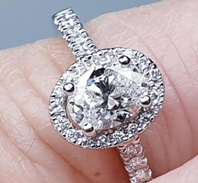 0.50ct Diamond Oval Cluster Engagement Ring in Platinum, GIA Certified