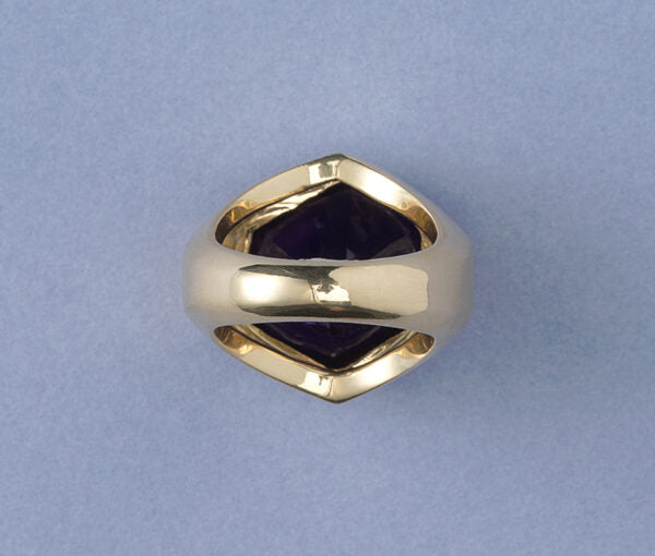 Vintage Tiffany and Co 13.5ct Amethyst Hexagonal Asymmetrical Ring in 18ct Yellow Gold, Signed, Paloma Picasso, Circa 1980