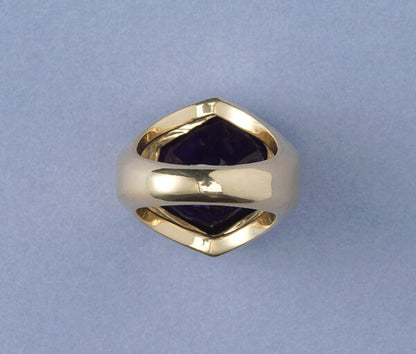 Vintage Tiffany and Co 13.5ct Amethyst Hexagonal Asymmetrical Ring in 18ct Yellow Gold, Signed, Paloma Picasso, Circa 1980