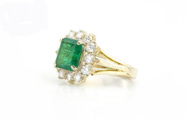 3.80ct Natural Colombian Emerald and Diamond Cluster Ring, Certified