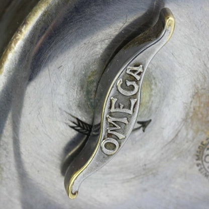 Art Deco Style Vintage Omega Table Desk Clock; black square dial with golden Roman numeral markers and hands, 8-day movement