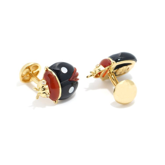 Carnelian Onyx and 18ct Yellow Gold Ladybird Cufflinks