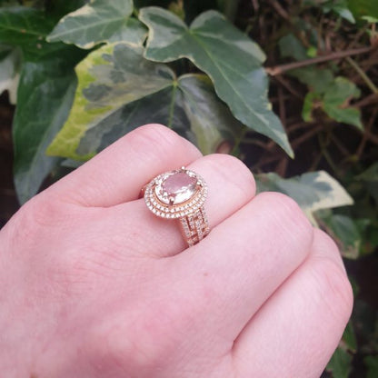 2.54ct Oval Morganite and Diamond Cluster Dress Ring in 18ct Rose Gold