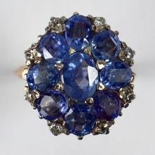Vintage 8.90ct Sapphire and Diamond Cluster Ring