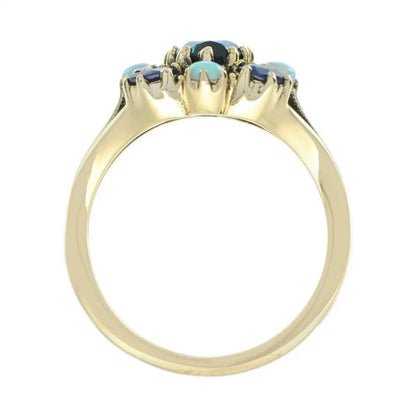 Blue Topaz, Sapphire and Opal Dress Ring