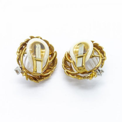 Vintage David Webb Rock Crystal, Diamond and Gold Earrings, Circa 1980