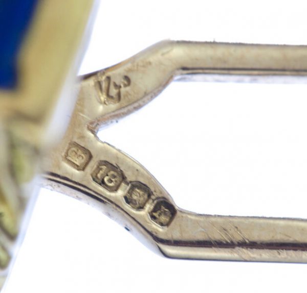 Kutchinsky Vintage Lapis Lazuli and 18ct Yellow Gold Cufflinks, in original box, Circa 1970s