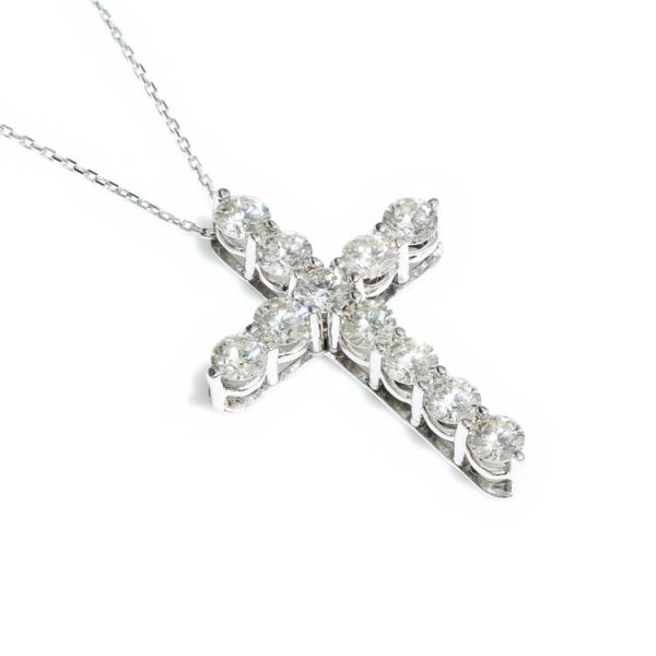 Tiffany and Co Diamond Cross Pendant with Box, 2.20 carats