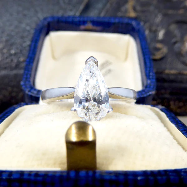 Single Stone 1.26ct Pear Cut Diamond Solitaire Engagement Ring in 18ct White Gold