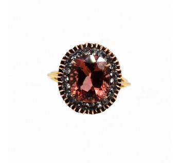 Vintage Russian Pink Tourmaline and Gold Cluster Ring, 3.70 carats