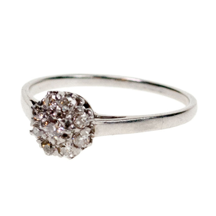 Vintage Platinum Old Mine-Cut Diamond Cluster Ring, 0.30 Carat