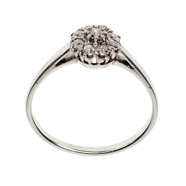 Vintage Platinum Old Mine-Cut Diamond Cluster Ring, 0.30 Carat