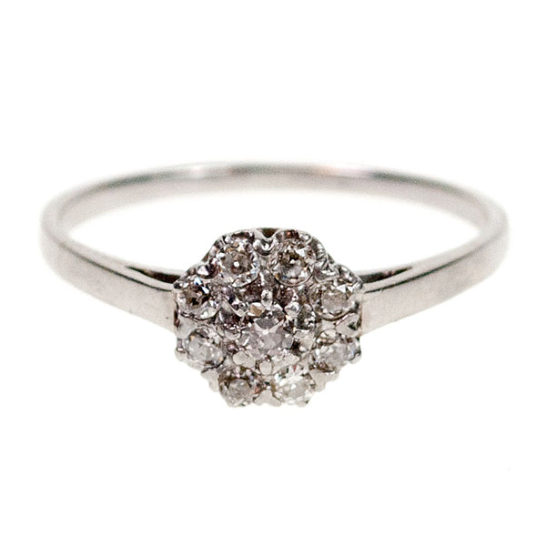 Vintage Platinum Old Mine-Cut Diamond Cluster Ring, 0.30 Carat