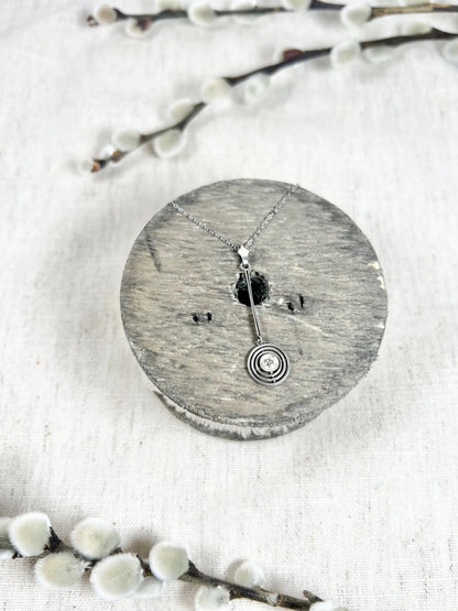 Antique 18 ct White Gold And Platinum Art Deco Diamond Target Pendant Necklace