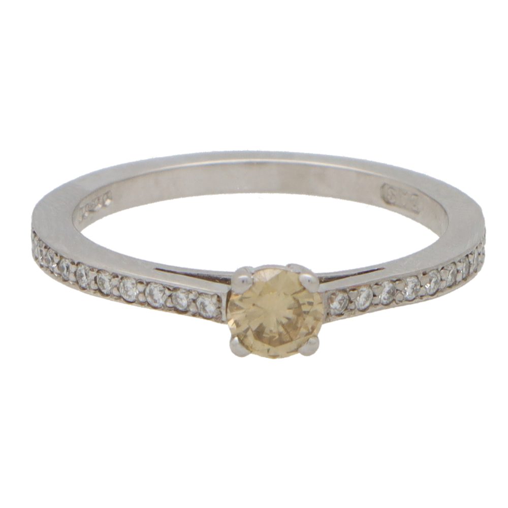 Contemporary 0.28ct Cognac Diamond Engagement Ring in Platinum