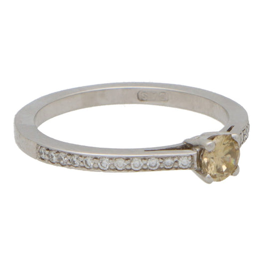 Contemporary 0.28ct Cognac Diamond Engagement Ring