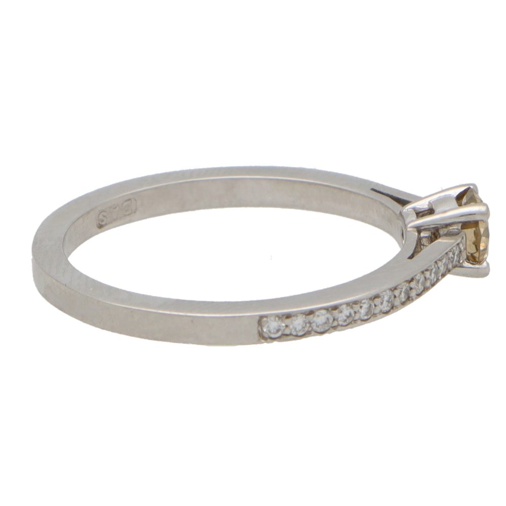 Contemporary 0.28ct Cognac Diamond Solitaire Engagement Ring in Platinum
