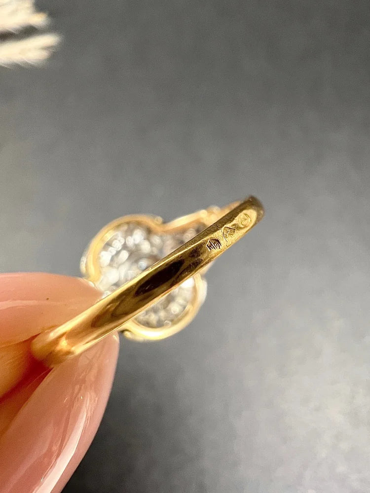 Art Deco Diamond Bombe Cluster Dress Ring in Platinum and 18ct Gold