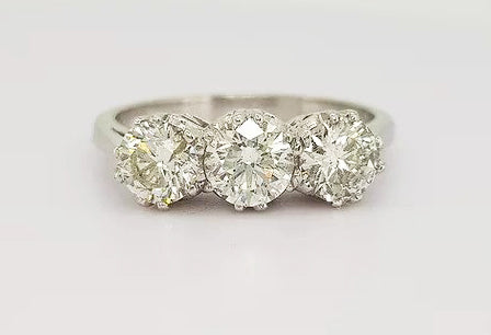 1.60ct Diamond Trilogy Ring, 18ct white gold.