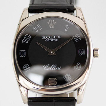 Rolex Cellini 4233 Wrist Watch; 18ct white gold case, black dial, Arabic numerals, manual winding movement, Circa 2008, with Rolex box and papers