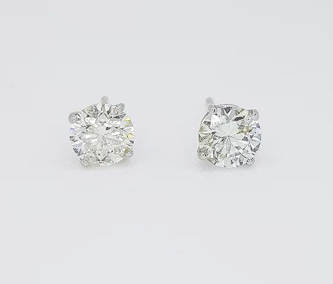 1.30ct Diamond Solitaire Stud Earrings; classic pair of diamond single stone stud earrings, 1.30 carat total, claw set, in 18ct white gold