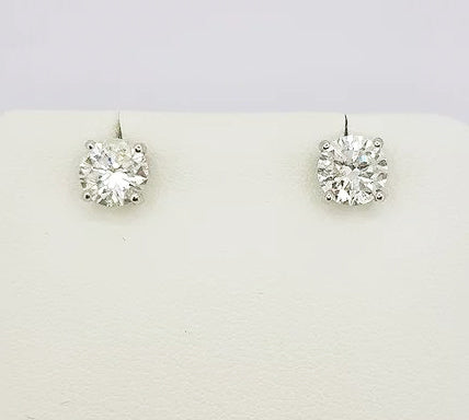 1.42ct Diamond Solitaire Stud Earrings, four-claw set, mounted in 18ct white gold, with bar and butterfly fittings. Colour H, clarity SI1.