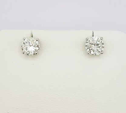 1.42ct Diamond Solitaire Stud Earrings, four-claw set, mounted in 18ct white gold, with bar and butterfly fittings. Colour H, clarity SI1.