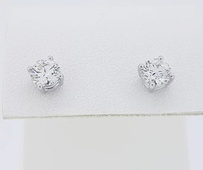 Pair of Diamond Single Stone Stud Earrings, 1.02 carat total, G Colour, SI1 clarity, claw set in 18ct white gold.