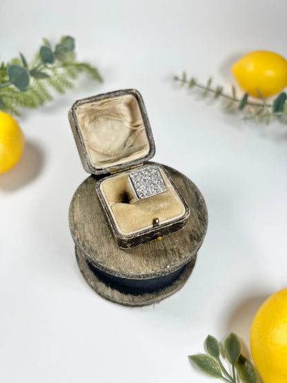 Vintage French 18 Carat White Gold Square Diamond Ring, 1.50 Carats, Circa 1970