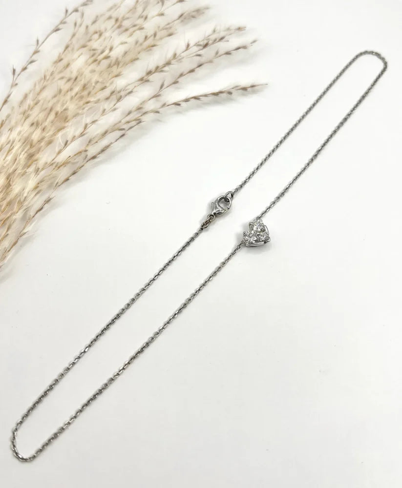 Diamond Heart Pendant Necklace in 18 Carat White Gold