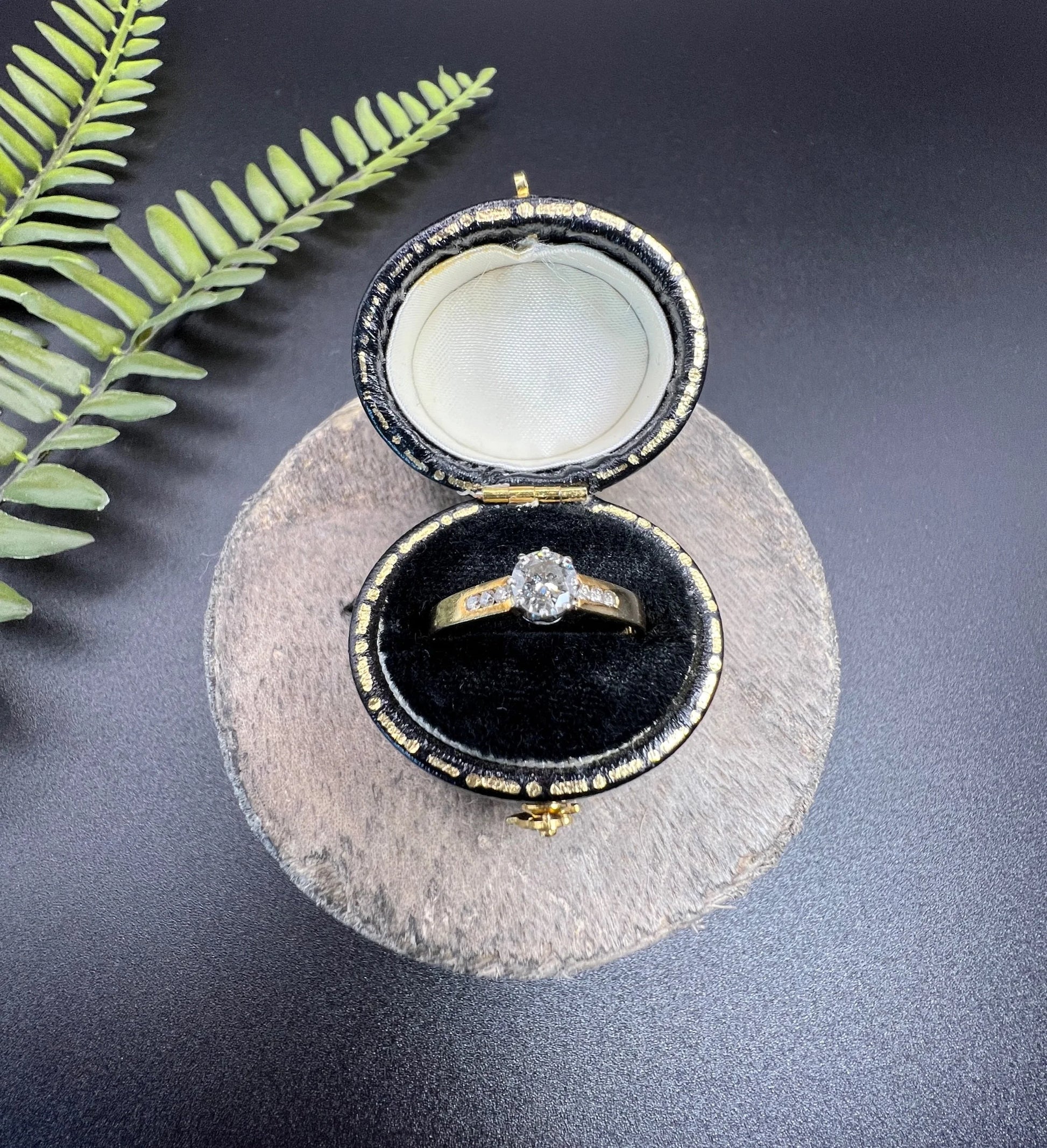 Vintage 18 ct White And Yellow Gold Solitaire Diamond Engagement Ring