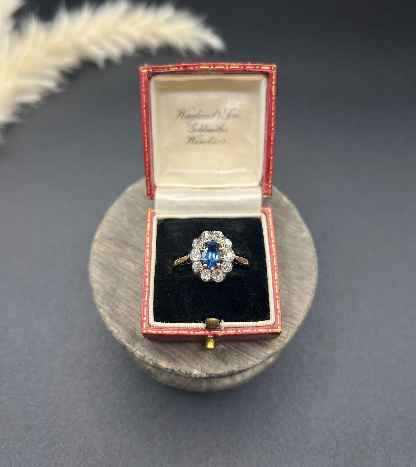 Victorian 18 Carat Yellow Gold, Sapphire and Diamond Oval Cluster Ring, Circa 1880