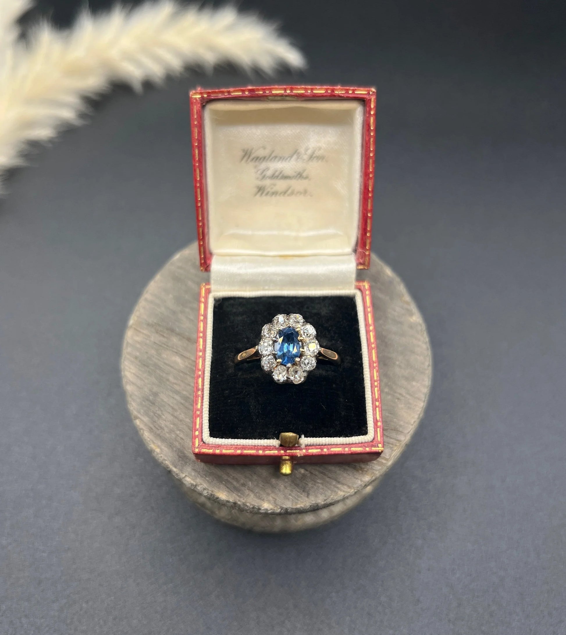Victorian 18 Carat Yellow Gold, Sapphire and Diamond Oval Cluster Ring, Circa 1880