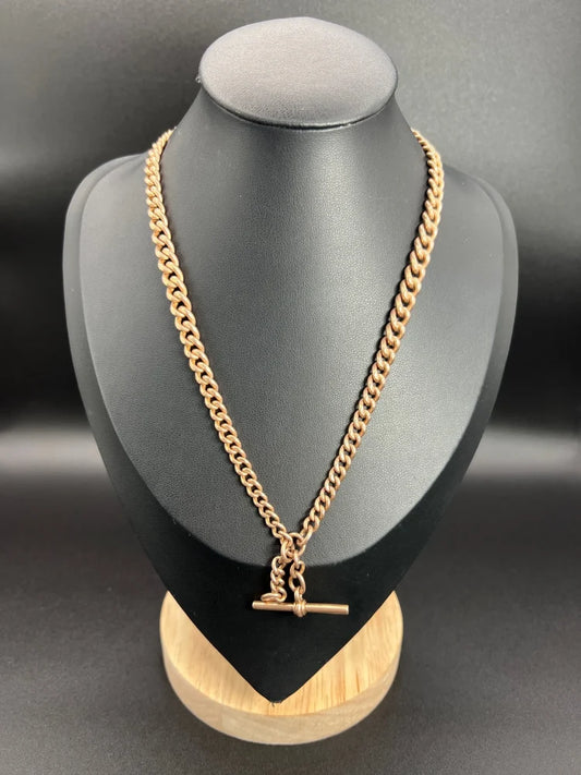 Antique 9ct Rose Gold Albert Chain Necklace