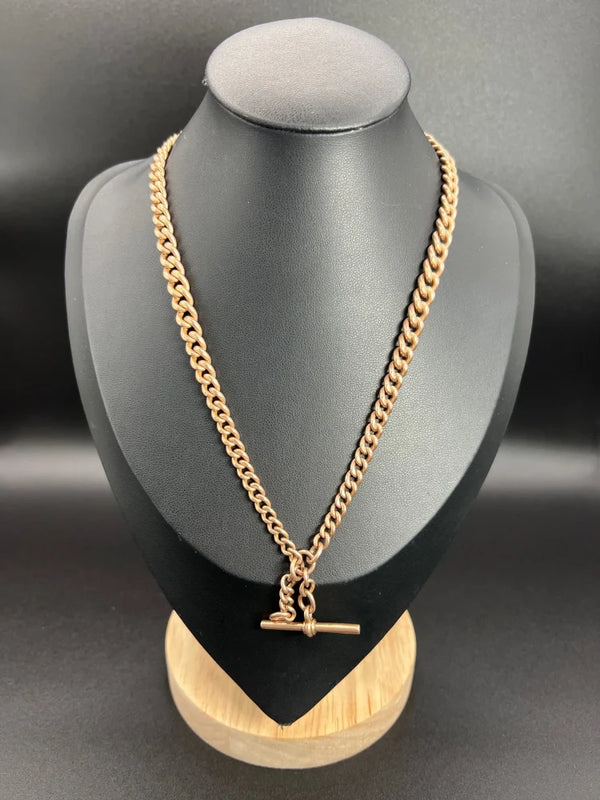 Antique 9ct Rose Gold Albert Chain Necklace