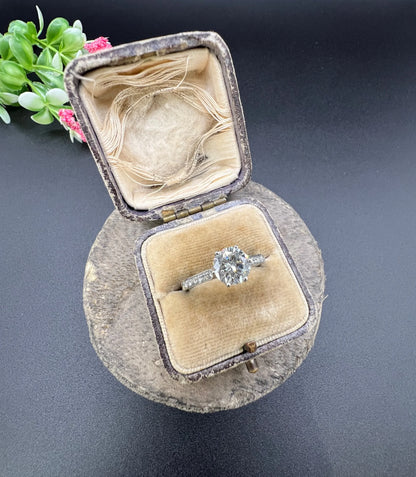 Antique 1.38 Carat Diamond Single Stone Set in New Platinum Mount