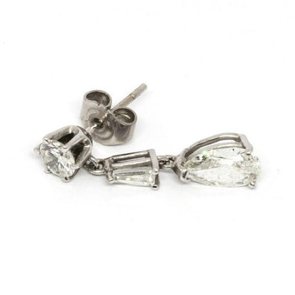 Pear Cut Diamond Drop Earrings in Platinum, 2.75 carats