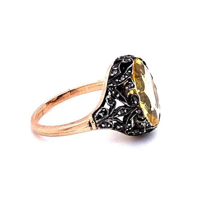 Victorian Antique 4.80ct Natural Yellow Sapphire Ring, Circa 1880s