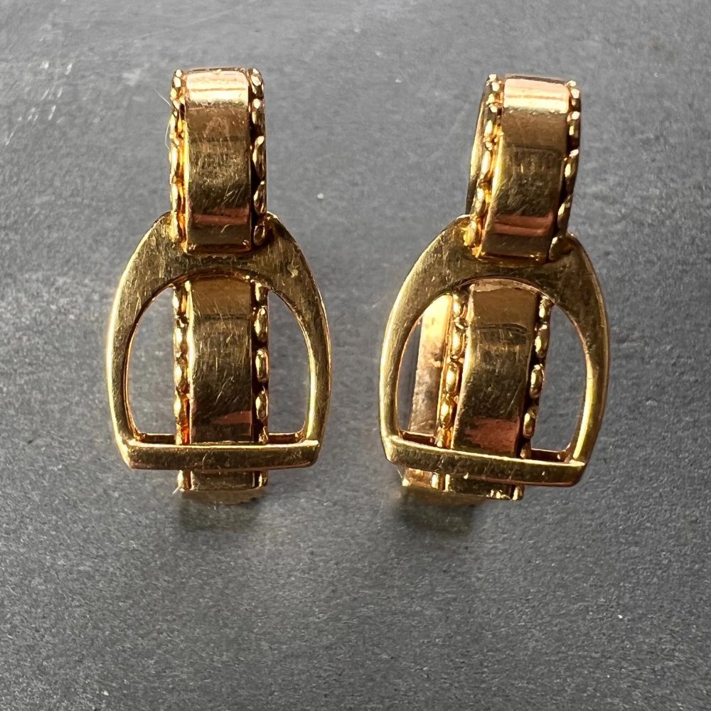 Hermes French 18ct Yellow Gold Stirrup Cufflinks