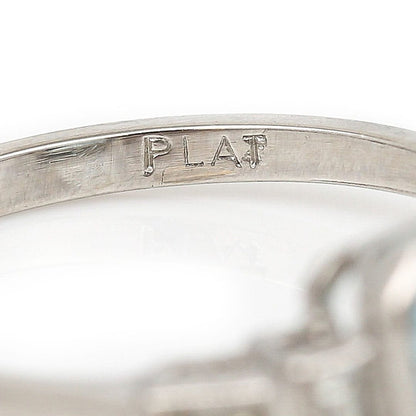 2.17ct Octagonal Aquamarine and Baguette Diamond Dress Ring in Platinum