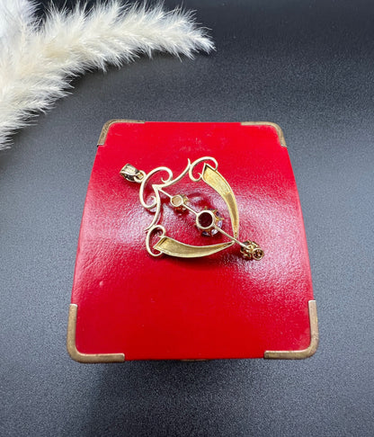 Antique 9ct Gold, Edwardian Amethyst, Pearl & Peridot Suffragette Pendant
