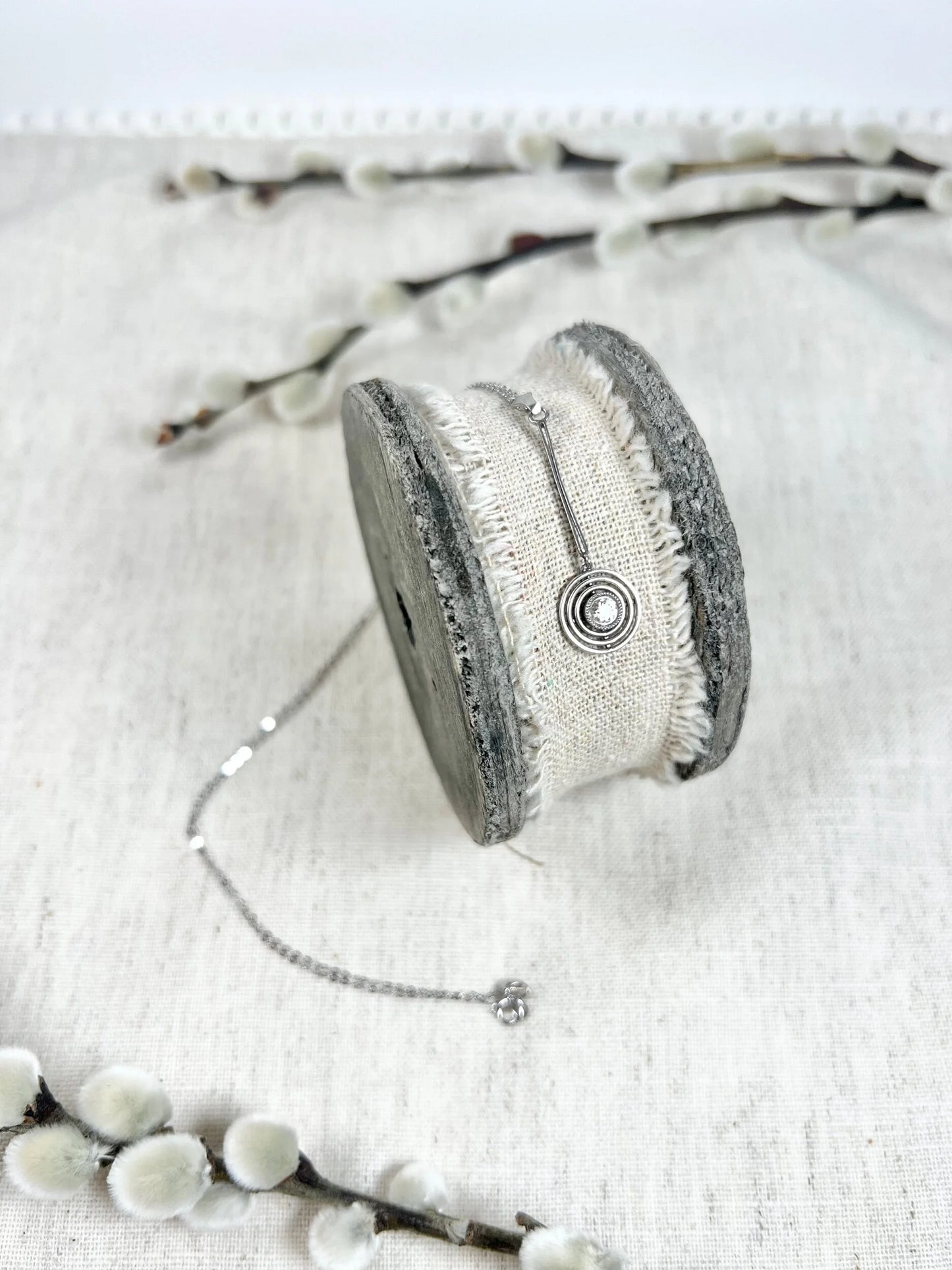 Antique 18 ct White Gold And Platinum Art Deco Diamond Target Pendant Necklace