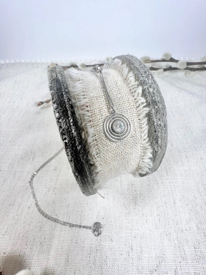 Antique 18 ct White Gold And Platinum Art Deco Diamond Target Pendant Necklace