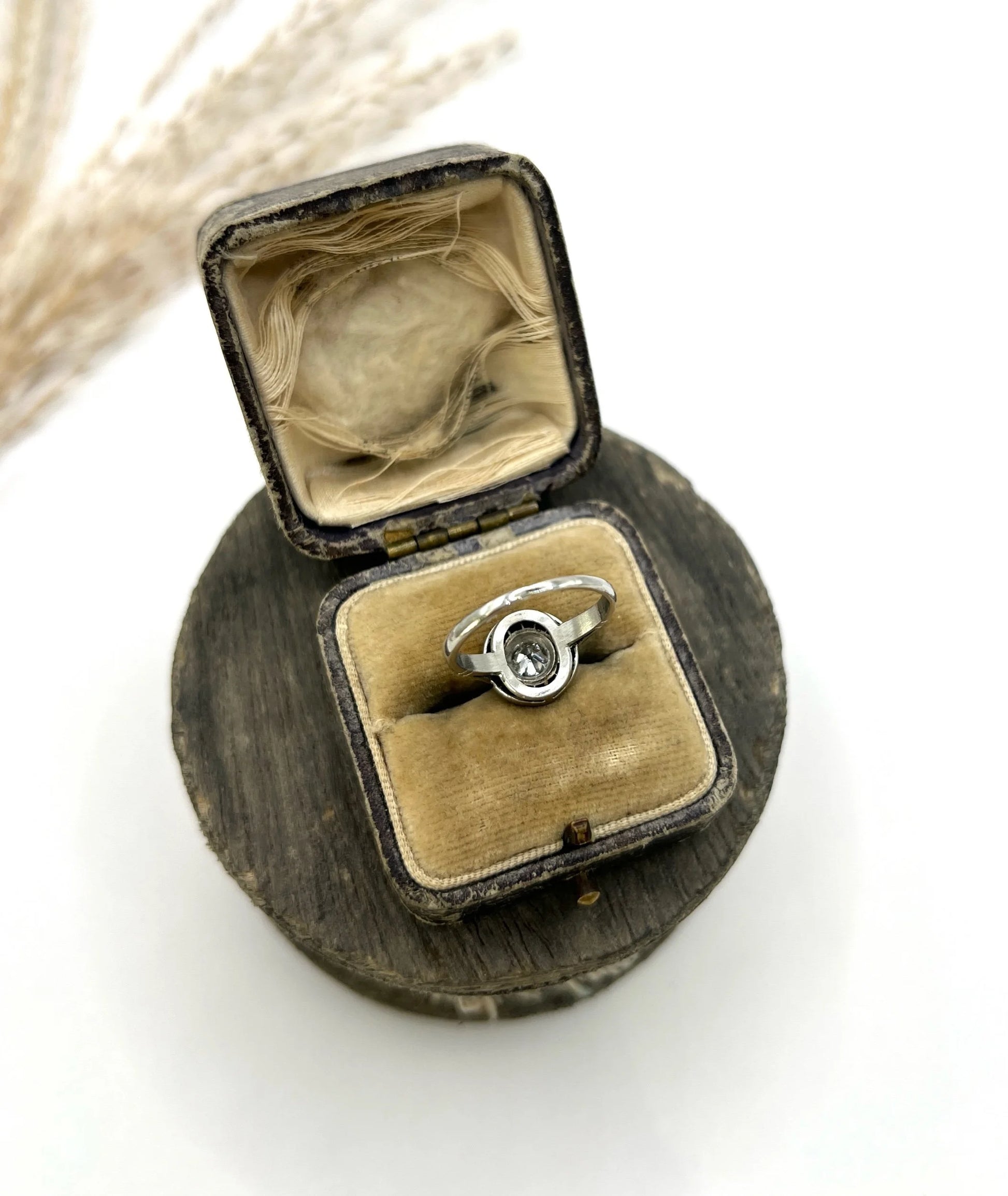 Antique Vintage Art Deco 0.35ct Old Cut Diamond and Sapphire Target Cluster Engagement Ring
